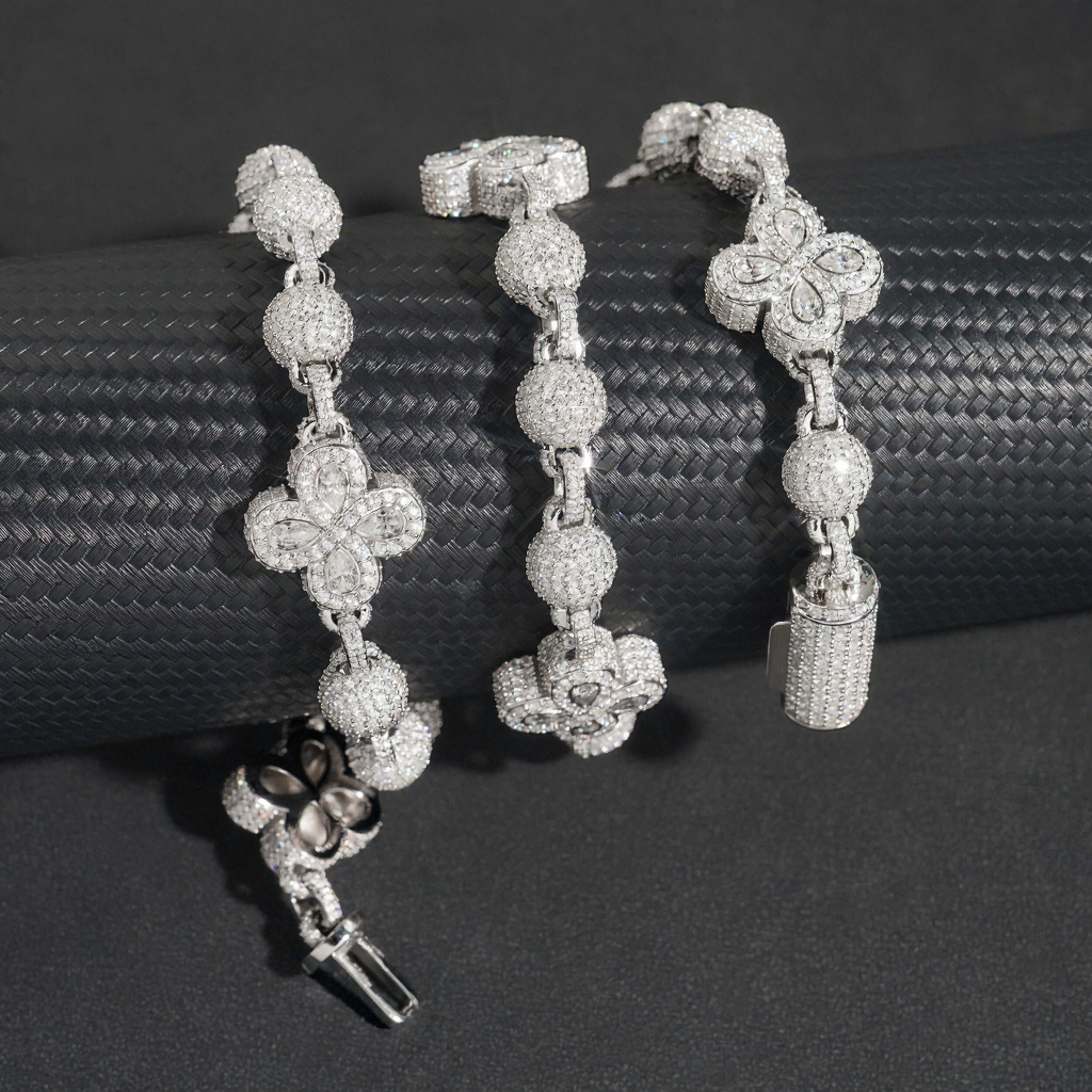 Mixed Flower 10mm Moissanite Bead Chain