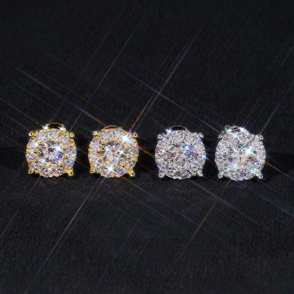 Iced Out Screw Back Moissanite Earrings