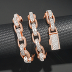 New Design 13MM Mixed Baguette Moissanite Cuban Link Chain