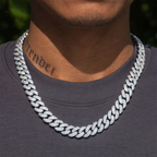 Moon Shape Two Row 12mm Moissanite Cuban Link Chain