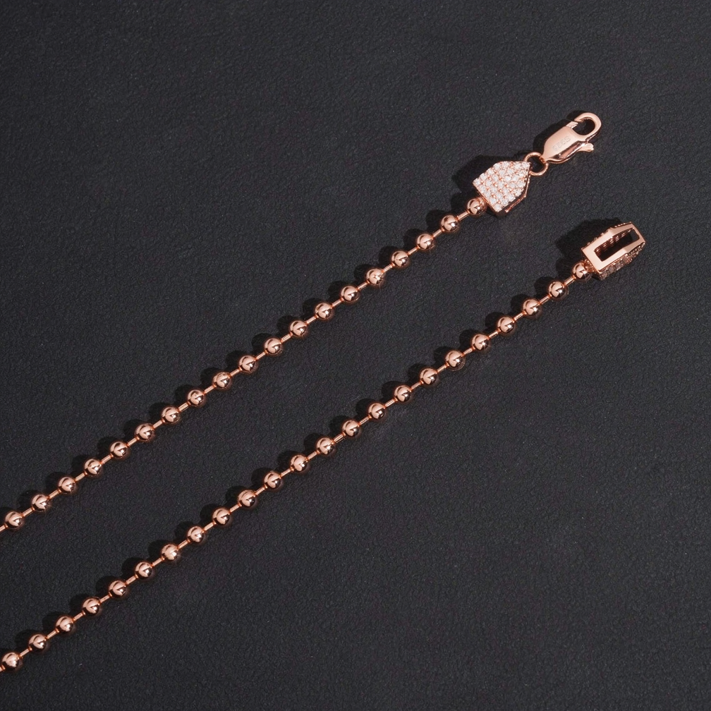 Moissanite Lock 3mm Bead Chain Necklace