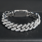 15mm Three Rows Diamond Cuban Link Bracelet