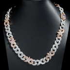 15mm Two Tone Diamond 18k Gold Plated Star Cuban Link Chain