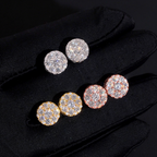 Iced Out Circle Moissanite Stud Earrings