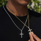 Hot Sale Iced Out 4MM Moissanite Cross Pendant 18k Gold