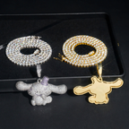 Cute Dog 18k Gold Plated Diamond Pendant