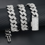 Round Cut Three Rows 16mm Moissanite Cuban Link Chain