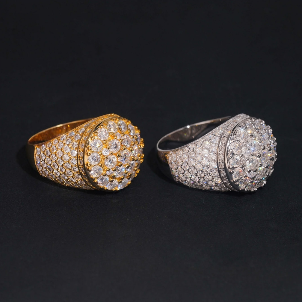 Iced Out Moissanite Mens Ring