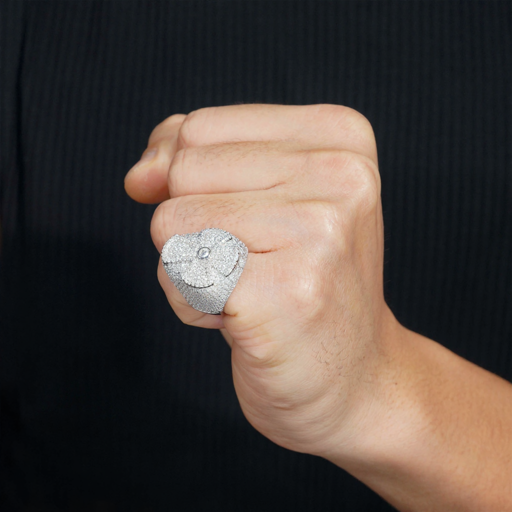Popular Iced Out Mens Moissanite Cross Ring