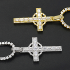 Cross Moissanite Diamond 18k Gold Plated Pendant