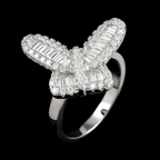 Iced Out Thin Butterfly Moissanite Ring 18K Gold