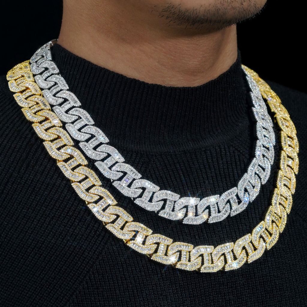 Top Quality Luxury Design 17mm Hip Hop Mens Cuban Link Chain Necklace