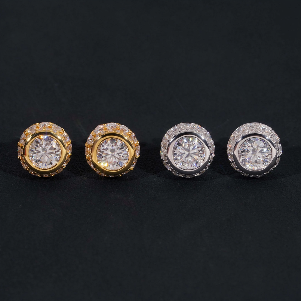 6.5mm Center Stone Bezel Setting Moissanite Earrings