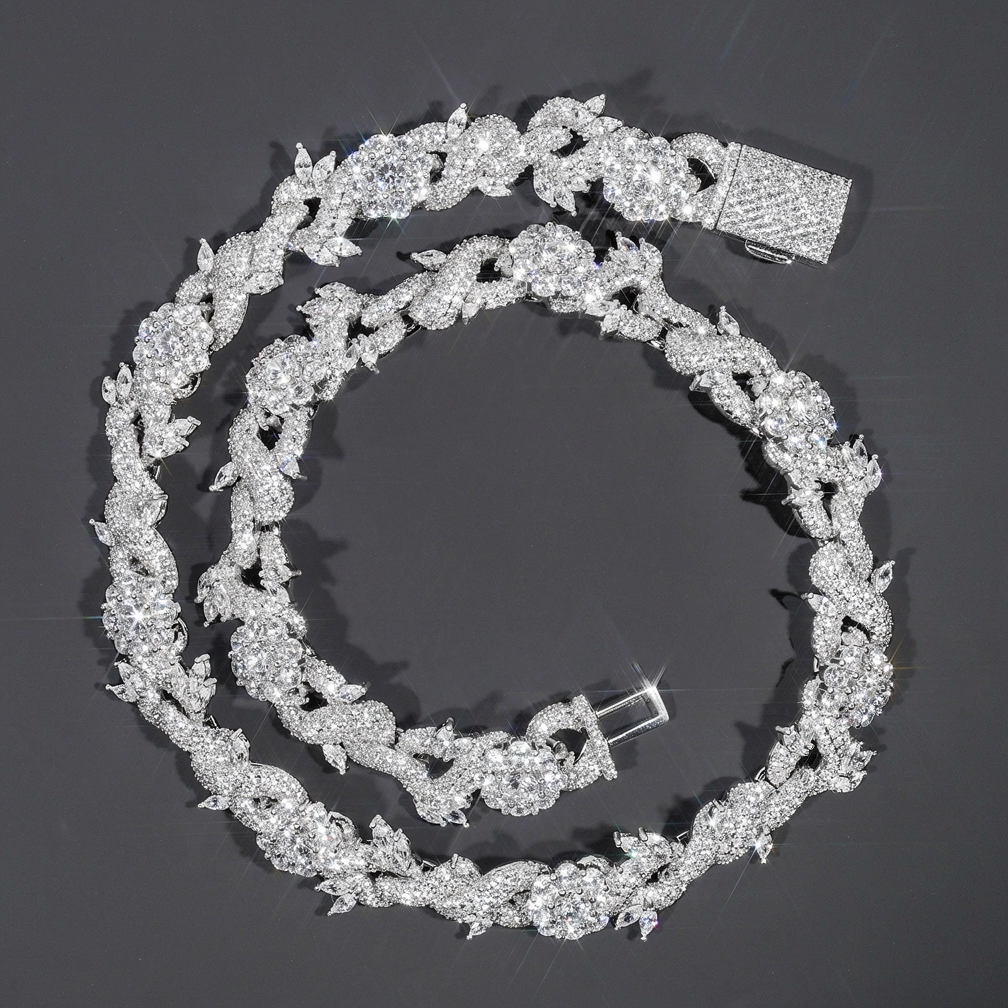 Top Quality Pass Diamond Tester Silver Gold Plated 15MM Cuban Link Chain