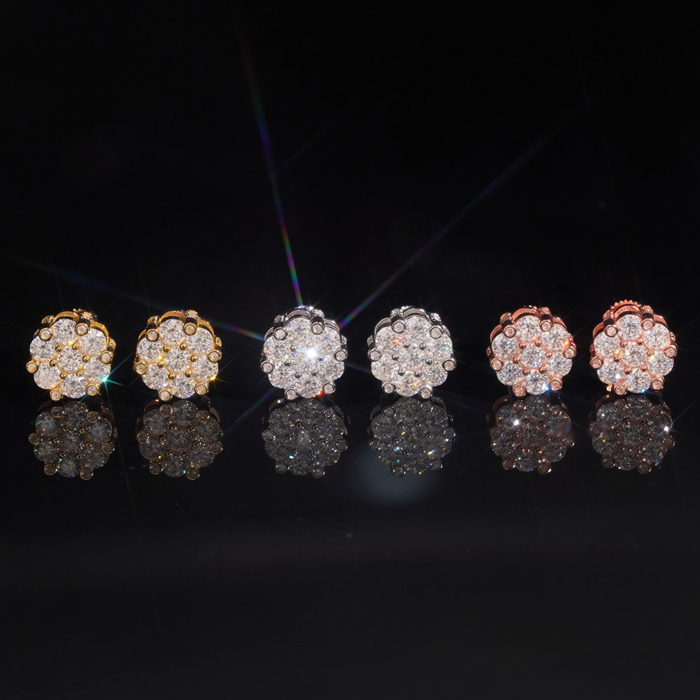 Zaunfa Luxury Flower Shape Moissanite Earrings