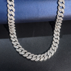 Moon Shape Two Row 12mm Moissanite Cuban Link Chain