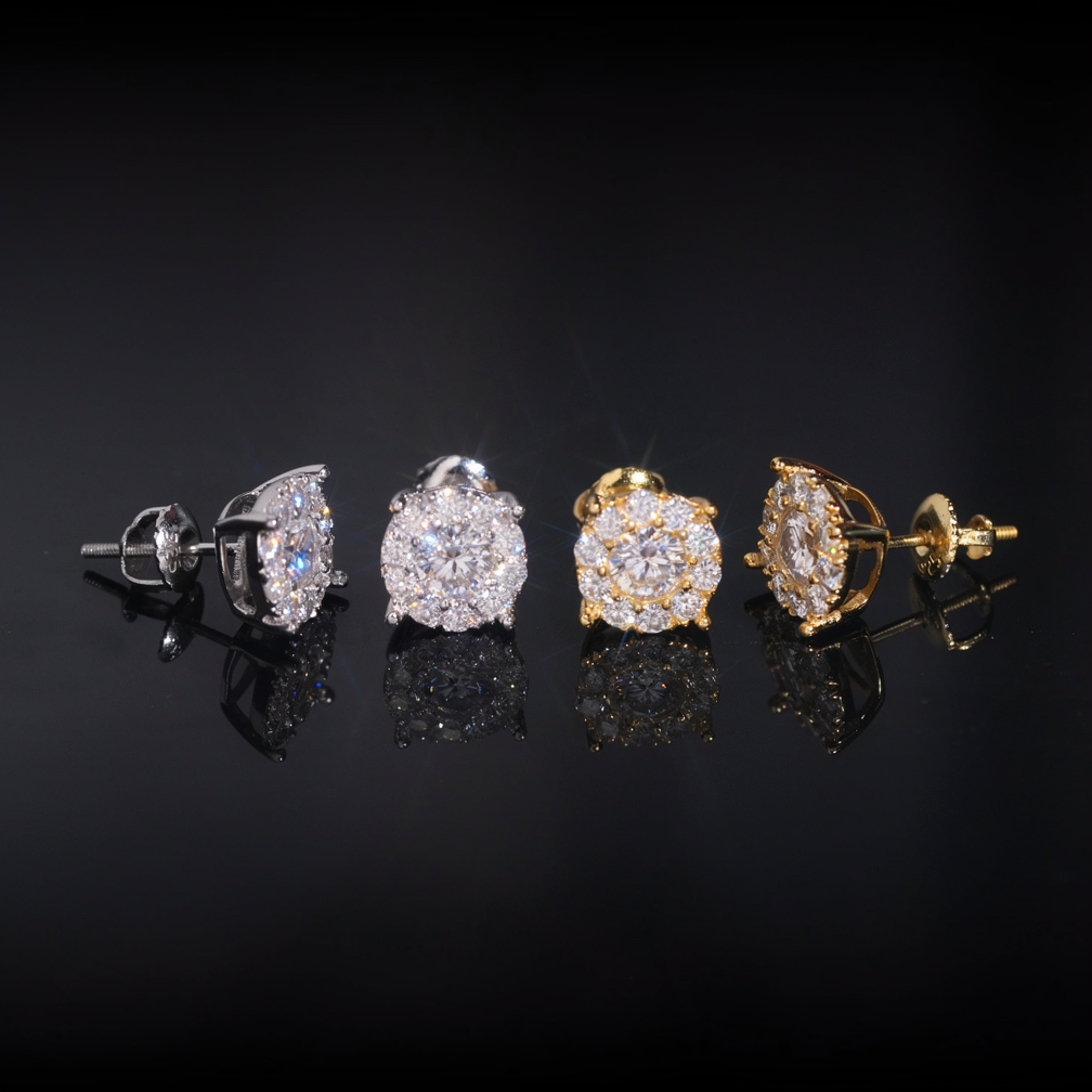 Iced Out Screw Back Moissanite Earrings