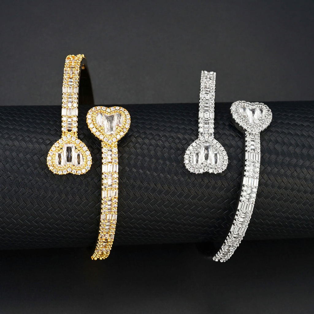 Heart Shape Hot Sale Hip Hop Moissanite Bracelet Bangle