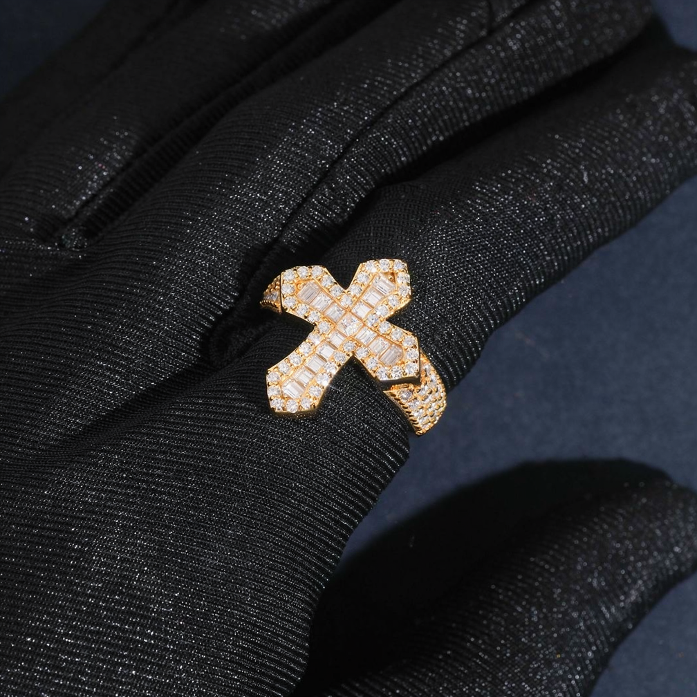 Unisex Baguette Moissanite Cross Ring