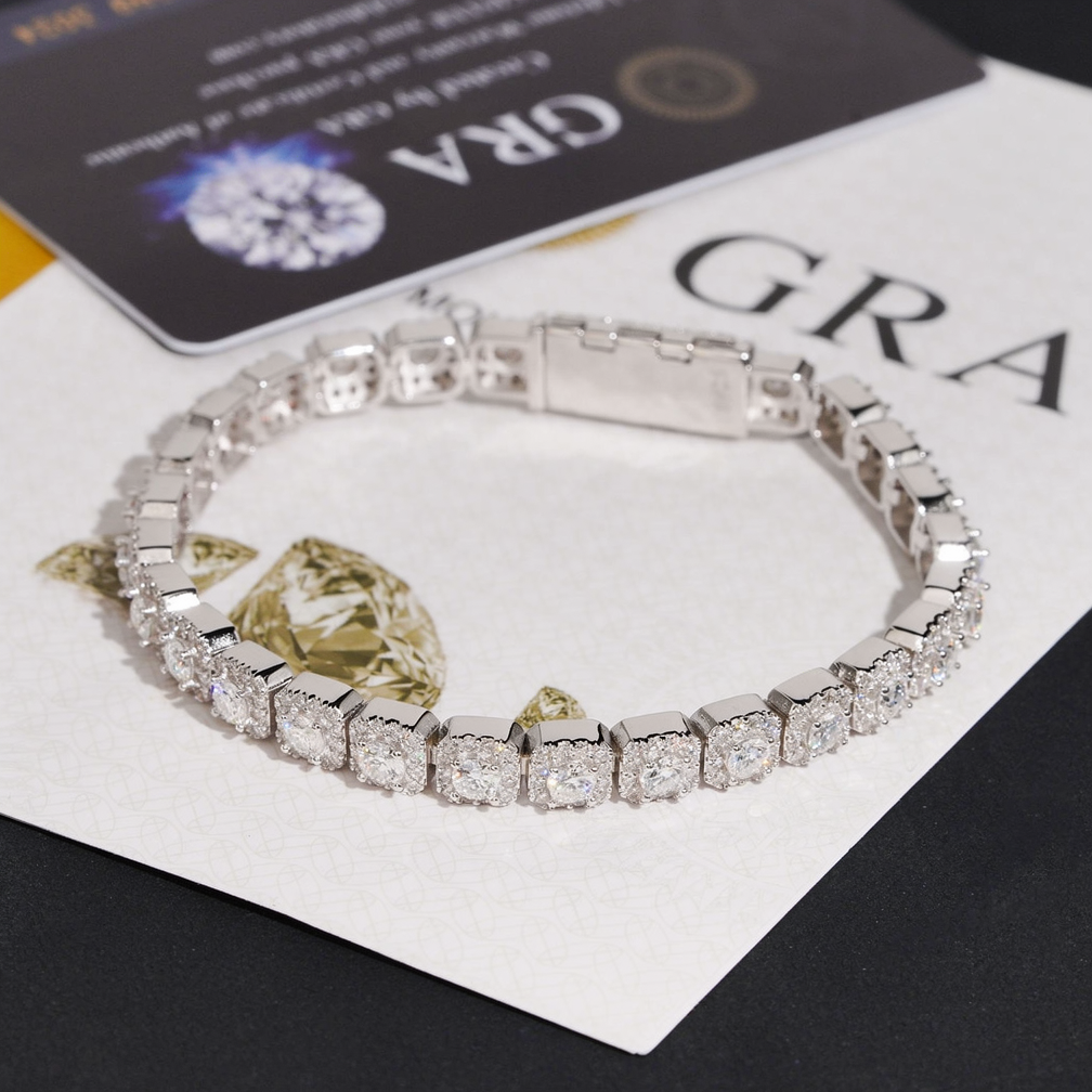 Zuanfa 6MM Moissanite Cluster Tennis Bracelet