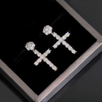 Iced Out Cross Mens Moissanite Earrings