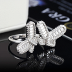 Iced Out Double Butterfly Moissanite Ring 18K Gold