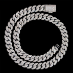 Moon Shape Two Row 12mm Moissanite Cuban Link Chain