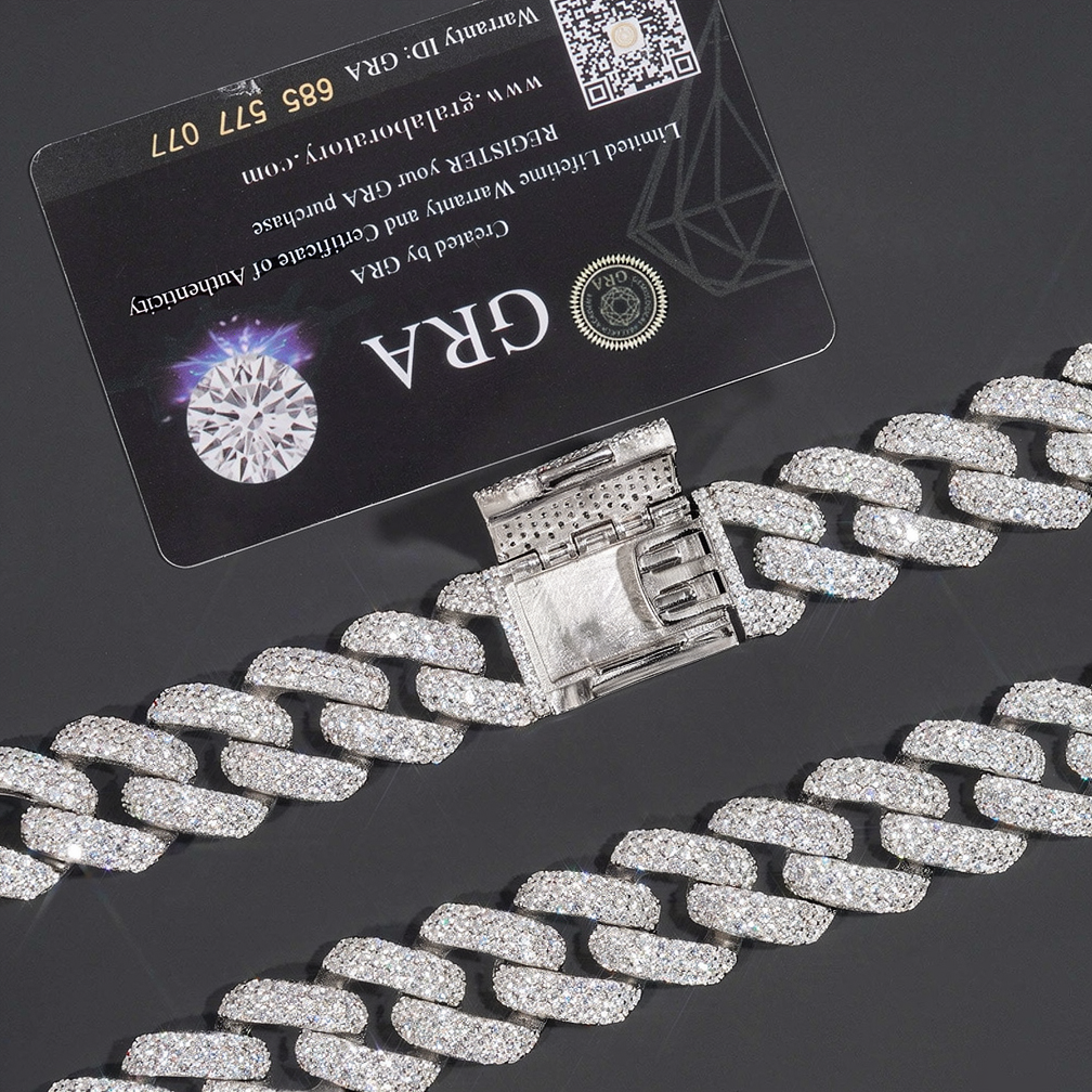 Heavy Miami 20mm Gold Plated Cuban Link Chian Moissaite Diamond Necklace