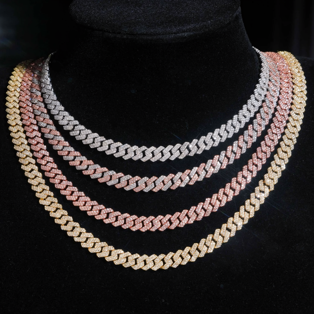 8mm Two Rows Moissanite Cuban Link Chain