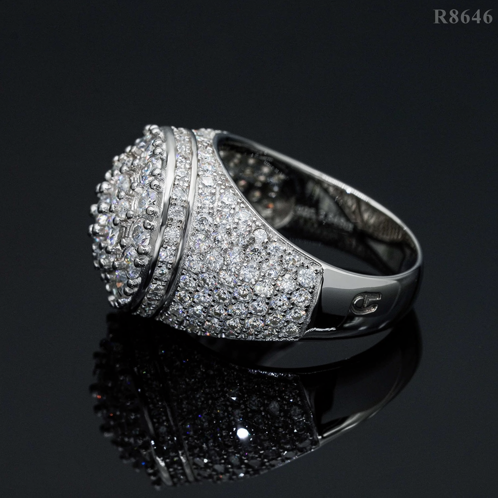 Iced Out Moissanite Mens Ring