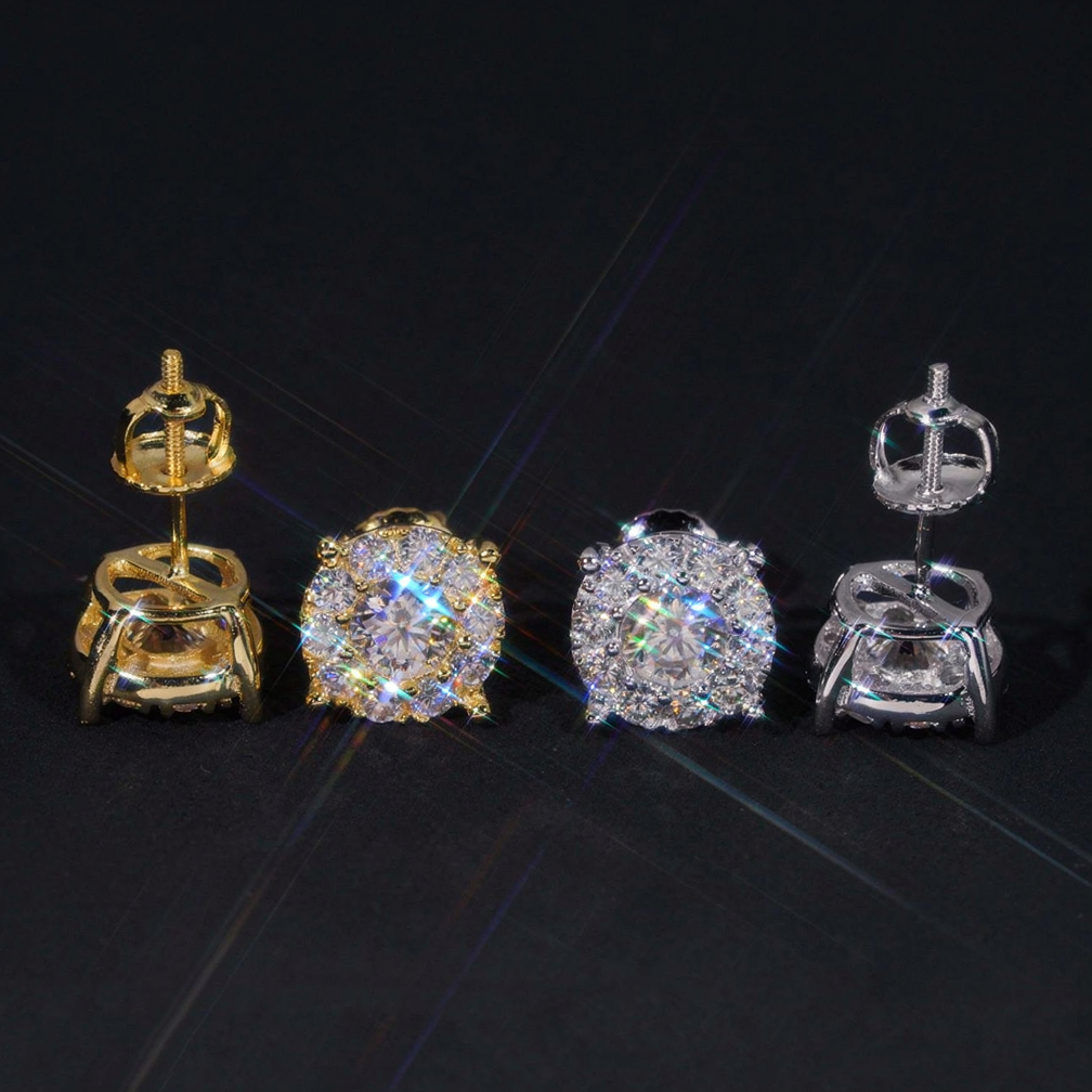 Iced Out Screw Back Moissanite Earrings