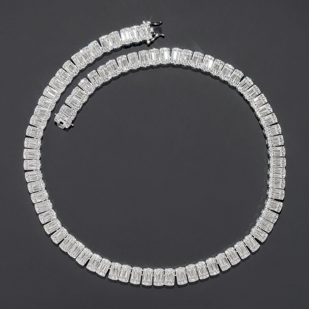 Baguette Diamond Luxury 10MM Moissanite Tennis Necklace