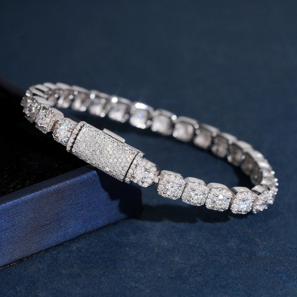 Zuanfa 6MM Moissanite Cluster Tennis Bracelet