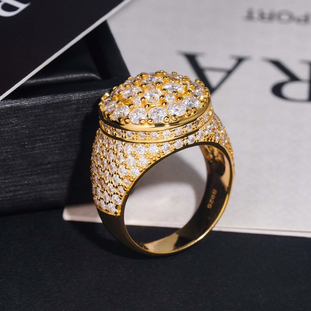 Iced Out Moissanite Mens Ring