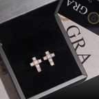 Zuanfa Iced Out Moissanite Cross Earrings
