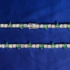 5MM Round Mixed Green Pear Cut Moissanite Tennis Chain