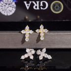 Hip Hop Style Moissanite Cross Earrings