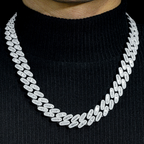 Round Cut Three Rows 16mm Moissanite Cuban Link Chain