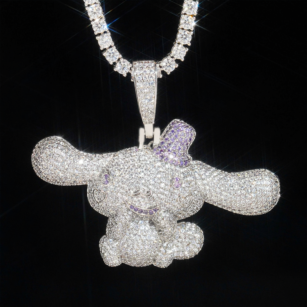 Cute Dog 18k Gold Plated Diamond Pendant
