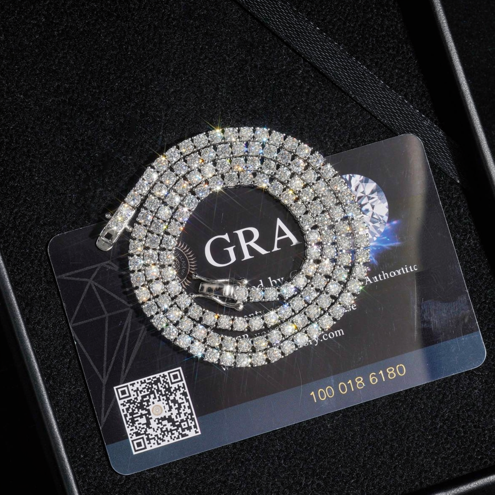GRA 2mm 3mm 4mm 5mm 6.5mm 8mm moissanite diamond tennis necklace chain
