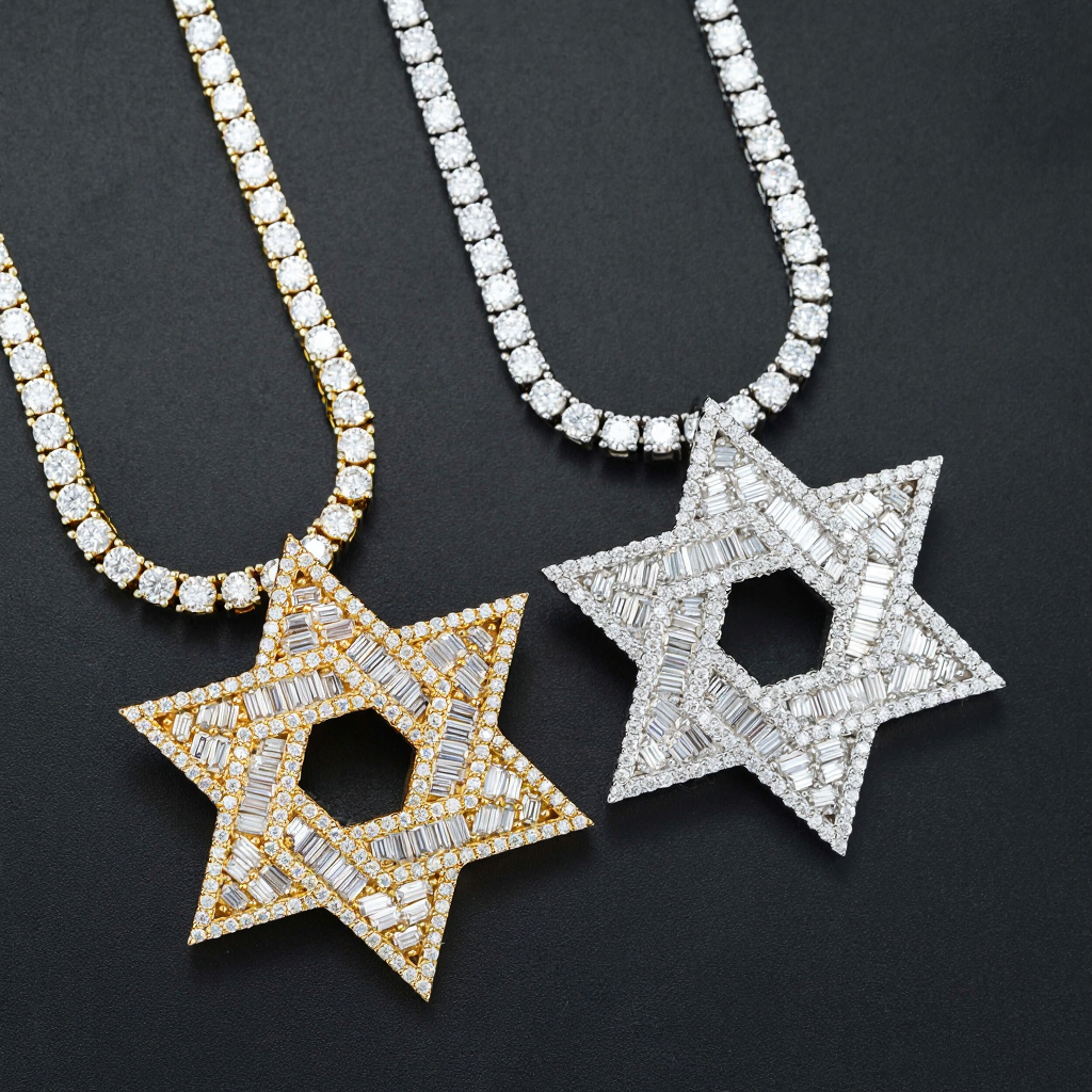 High End Hip Hop Star Moissanite Pendant 18k Gold