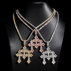 Hip Hop Three Cross Baguette Moissanite Pendant
