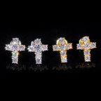 Zuanfa Iced Out Moissanite Cross Earrings