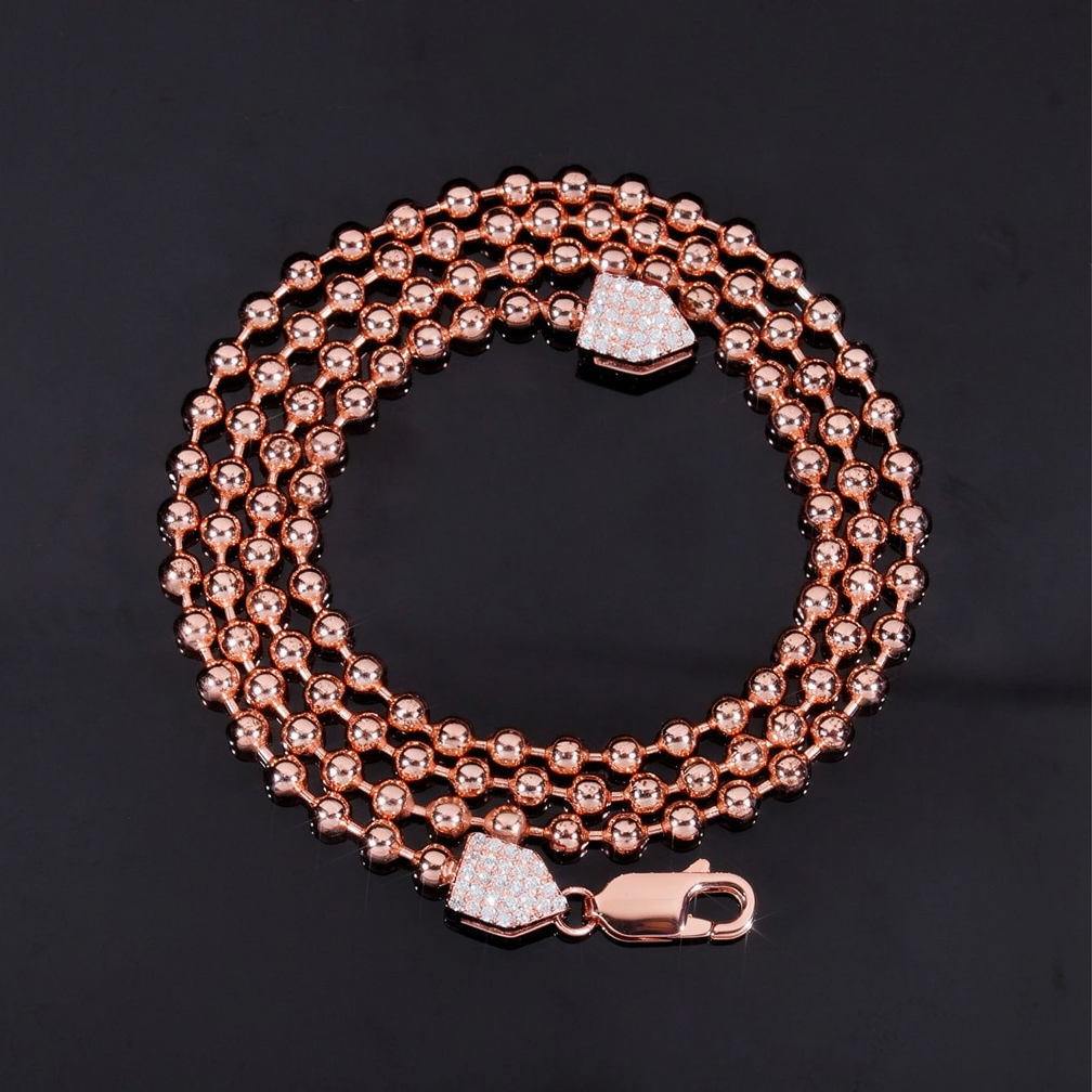 Moissanite Lock 3mm Bead Chain Necklace