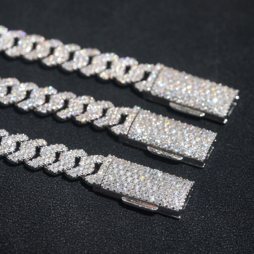8mm Two Rows Moissanite Cuban Link Chain