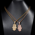 Iced Out Moissanite Evil Eye Hamsa Hand Pendant