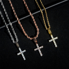 High Quality 2.5MM Moissanite Cross Pendant 18k Gold