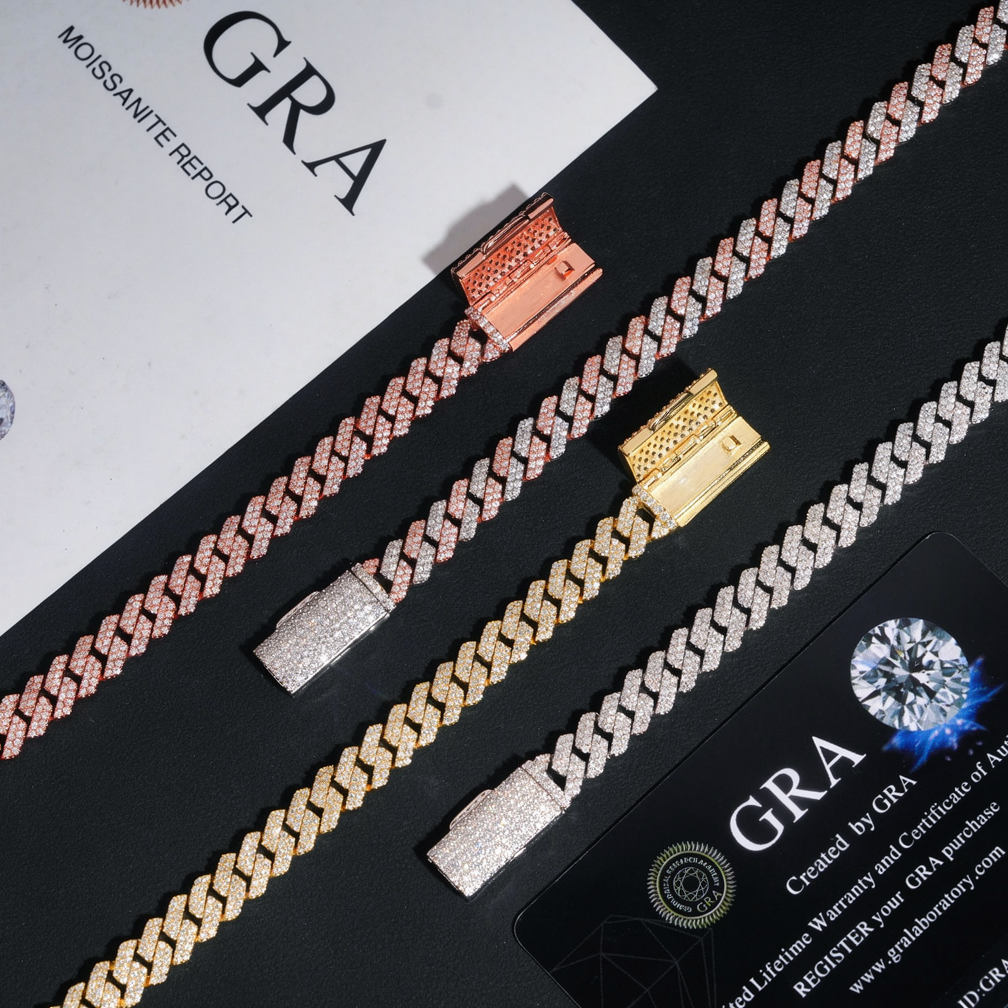 8mm Two Rows Moissanite Cuban Link Chain