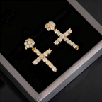 Iced Out Cross Mens Moissanite Earrings