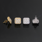 Iced Out Square Moissanite Earrings
